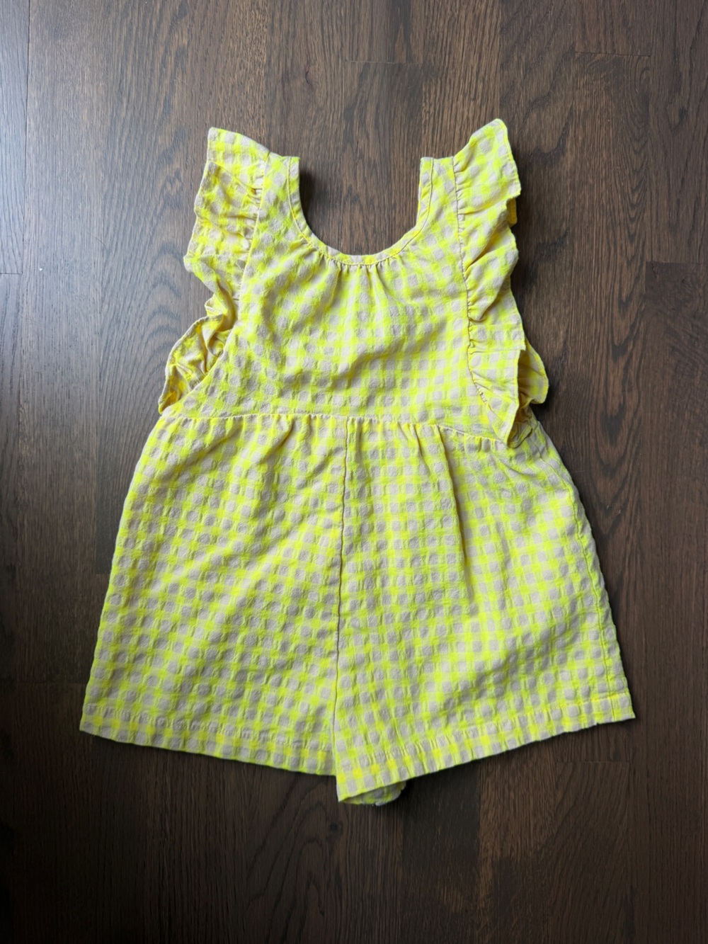 Zara Yellow & White Checkered Girls One-Piece Romper
